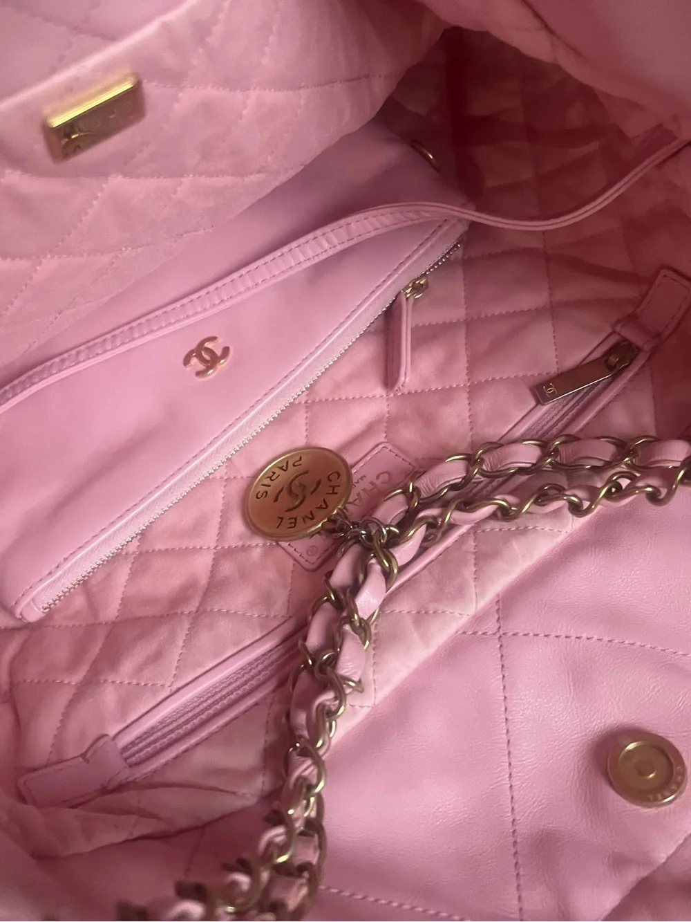 Chanel 22 Pink Calfskin Hobo Bag GHW
